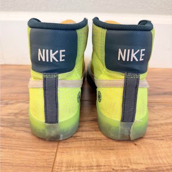 Nike Blazer Mid High-Top Sneakers with Neon Green and Navy Accents Size 7 - Picture 4 of 7